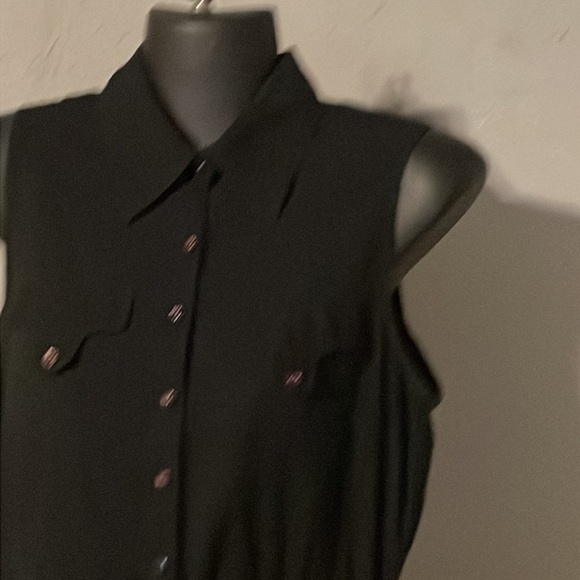 Vintage 1976 Small Prototyoe 100% cotton black sleeveless button dress romper - Picture 5 of 15